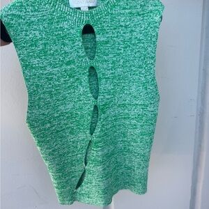 Ronny Kobo Collection Green Knit Top with cutouts size xs